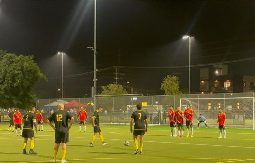 Free kick under the lights